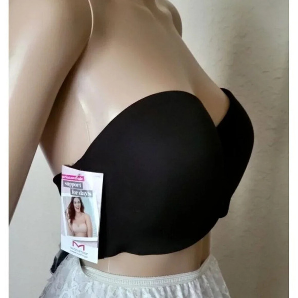 Maidenform Support For Days Bra Strapless Black Stretchable 38D - Picture 2 of 6